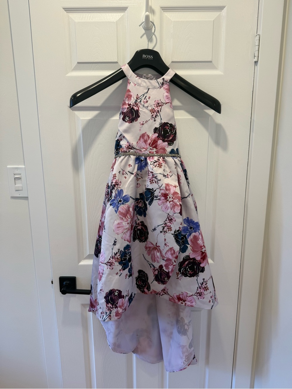 Rare Editions Girl’s Pink Floral High-Low Halter Dress